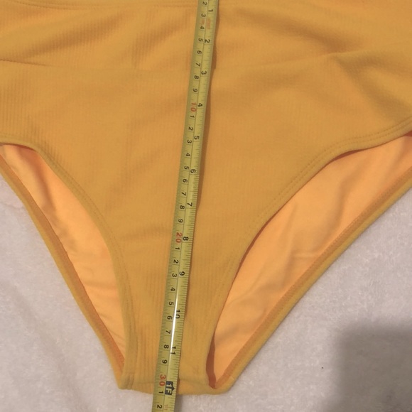 NWT [LARGEBERRY] Ribbed Tie Knot High Waisted Yellow Bikini Womens Medium - Picture 9 of 10